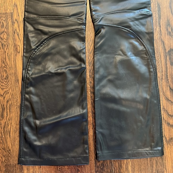 Zara Faux Leather Black Moto Pants With Zips and Seaming  NWT S MSRP $59.90 - Picture 8 of 8